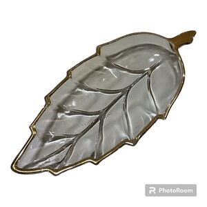 candy dish leaf pattern with gold trim